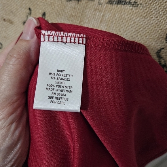 New Dressbarn Dark Red Lace Dress Size 14 - Picture 9 of 12